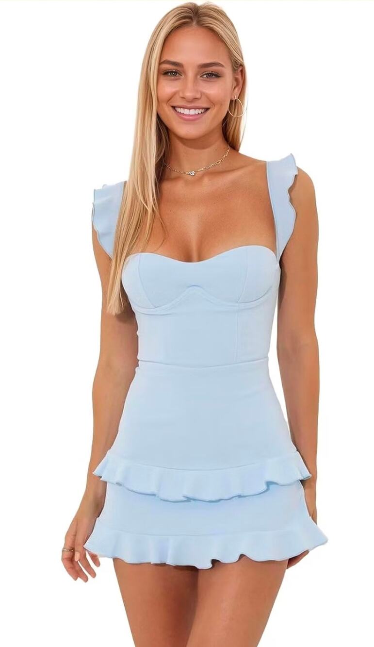 Homecoming flutter mini cocktail party dress Blue No brand tag blue dress Size 2